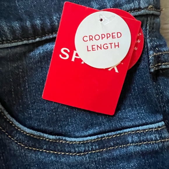 Spanx Cropped Flare Denim Jeans Medium Wash Pull On 20231R - Picture 8 of 8